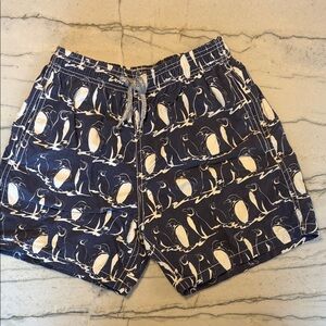 Vilebrequin Navy Penguin Print Men's Athletic Shorts